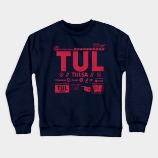 Vintage Tulsa TUL Airport Code Travel Day Retro Travel Tag Oklahoma Crewneck Sweatshirt